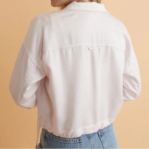 Marine Layer Jacket Women's Size Small Rosewater Pink Oslo Crop Tie Waist Boxy - Picture 9 of 13